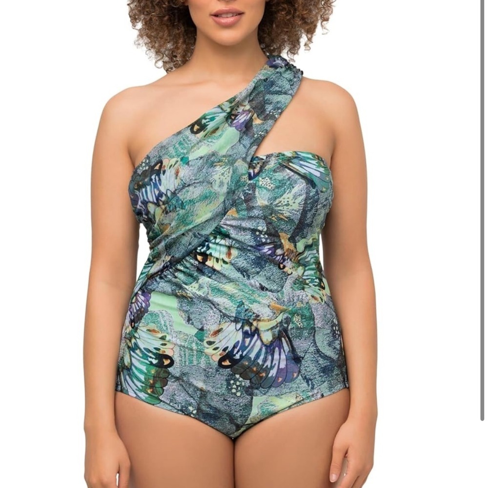 One-Shoulder Swimsuit with Butterfly Print size 20 NWT